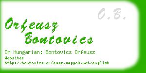 orfeusz bontovics business card